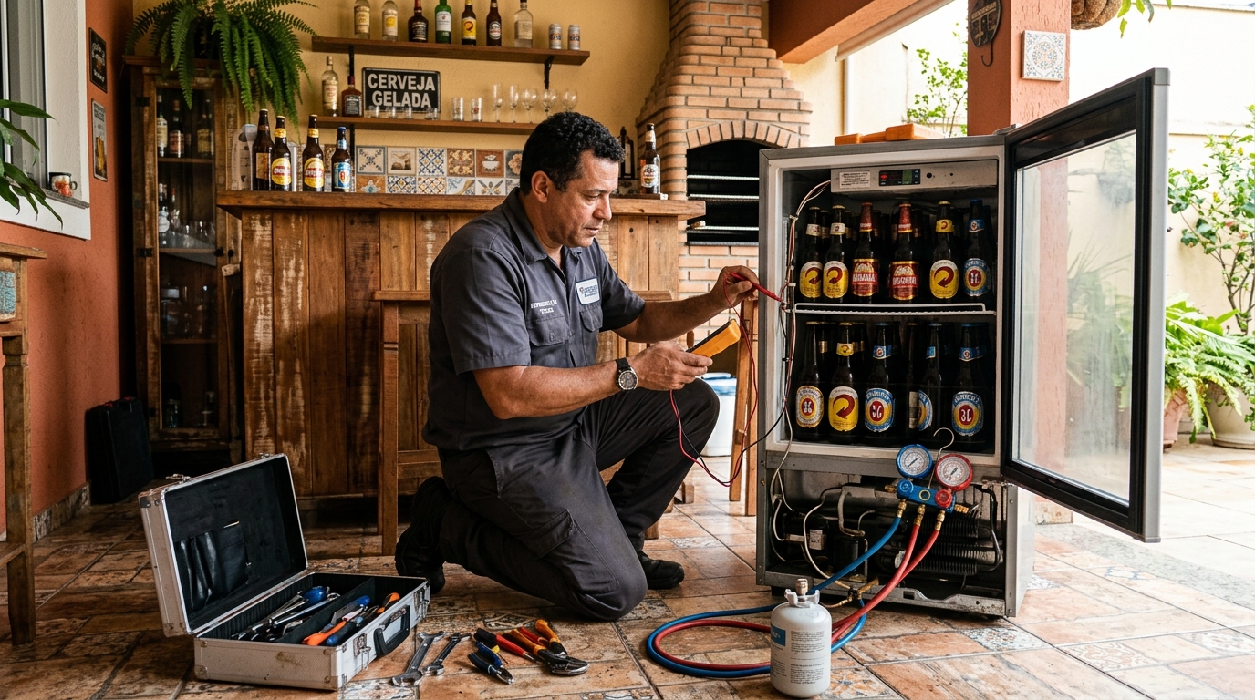Recarga de gás refrigerante de cervejeira em Santa Maria‑RS